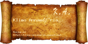 Klimo Annamária névjegykártya