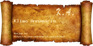 Klimo Annamária névjegykártya